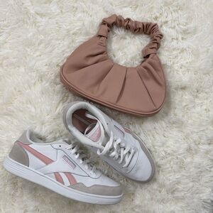Reebok White and Pink Sneakers with Blush Handbag